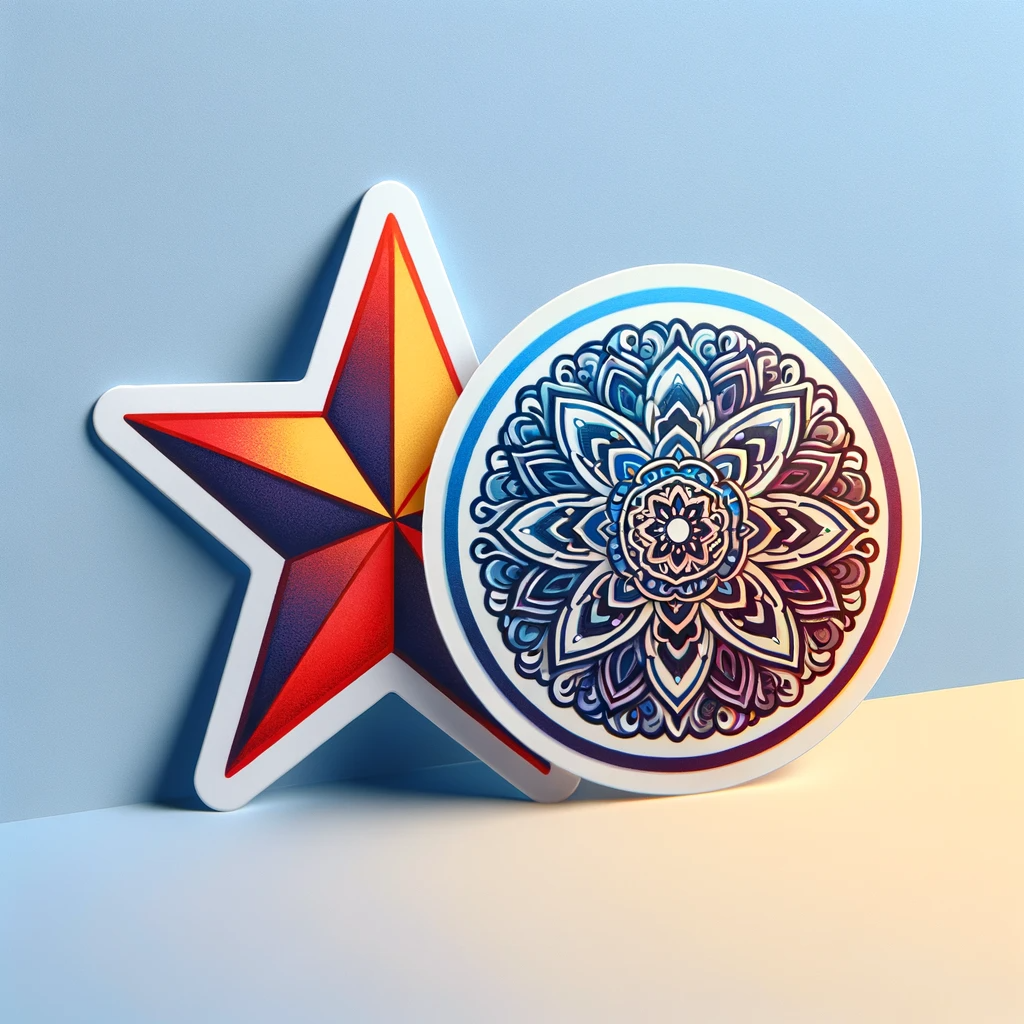 star and circular mandala shaped stickers.